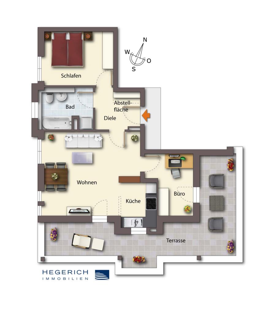 Grundriss Dachgeschosswohnung M�nchen