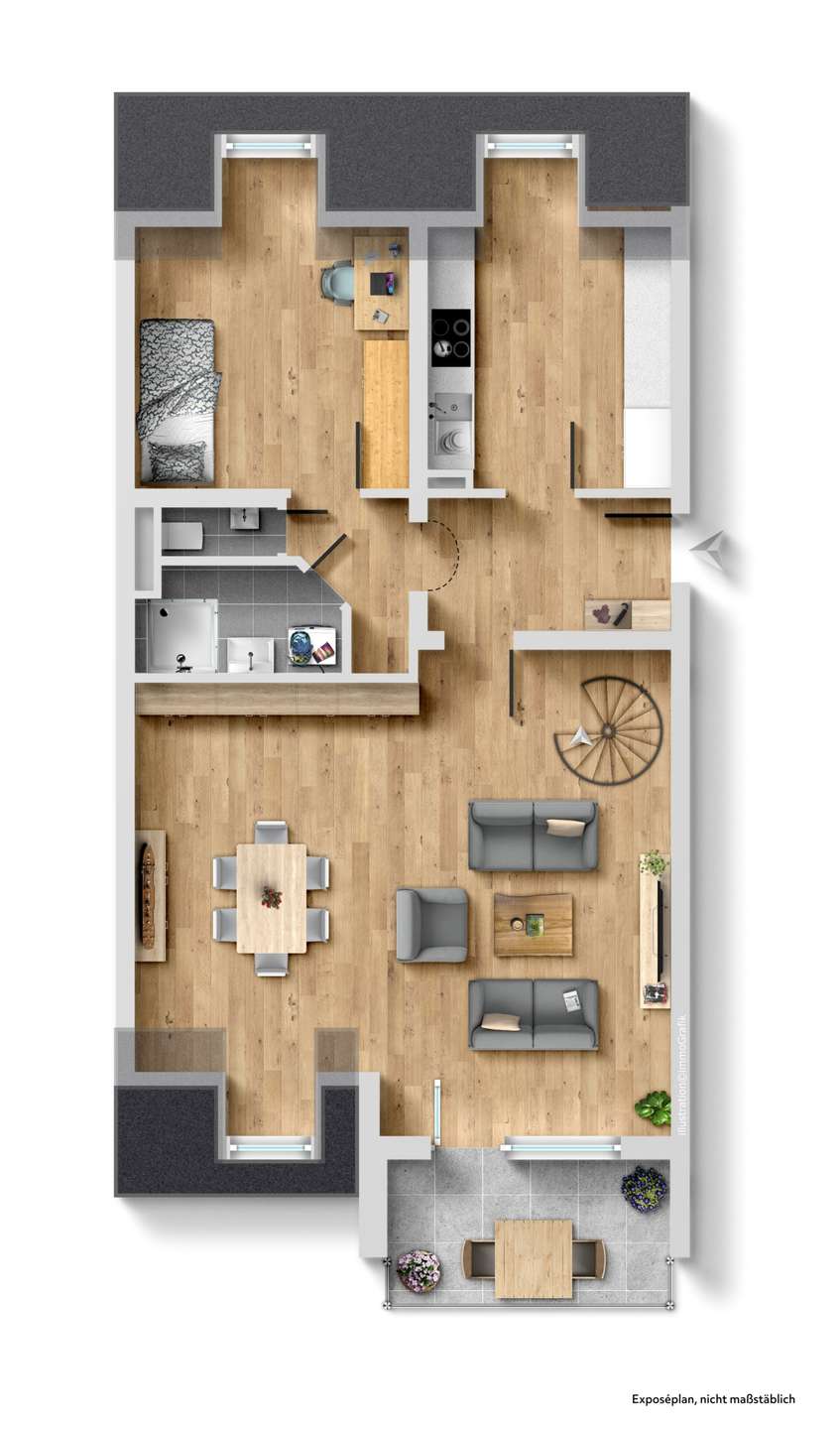 Grundriss Dachgeschosswohnung N�rnberg