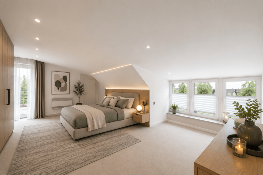 Schlafzimmer (KI Visualisiert) Reihenendhaus Cadolzburg