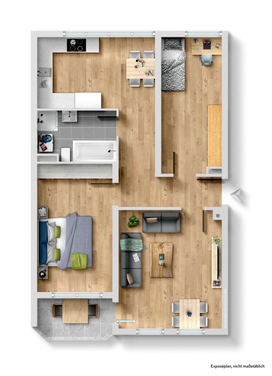 Grundriss Etagenwohnung F�rth