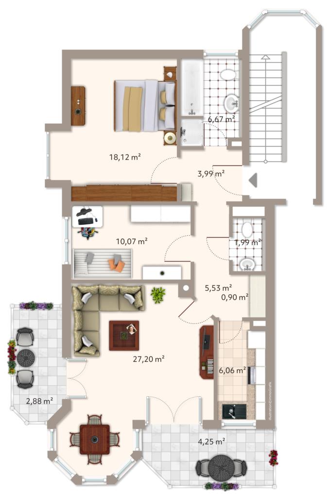 Grundriss Etagenwohnung M�nchen