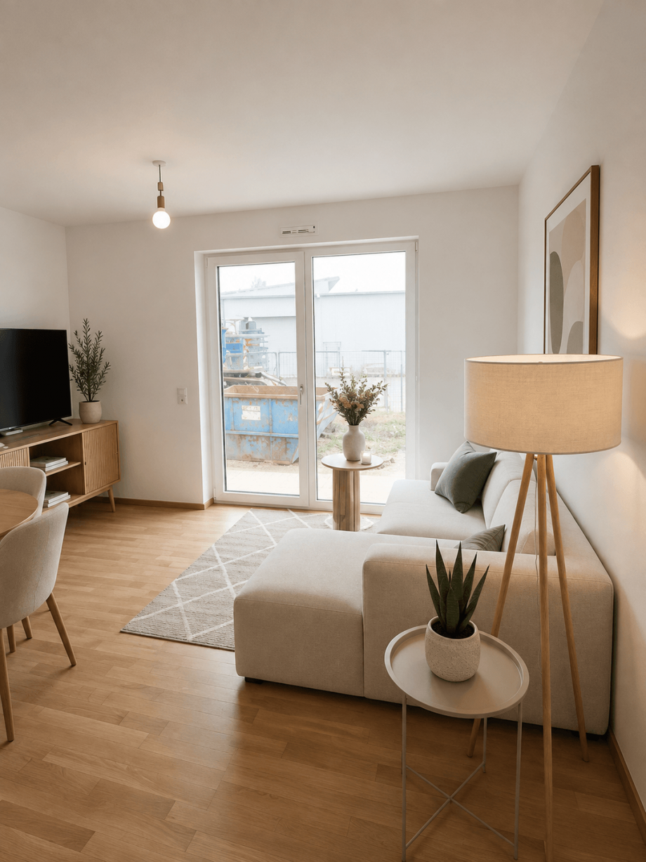 Musterwohnung Wohnzimmer KI Erdgeschosswohnung N�rnberg