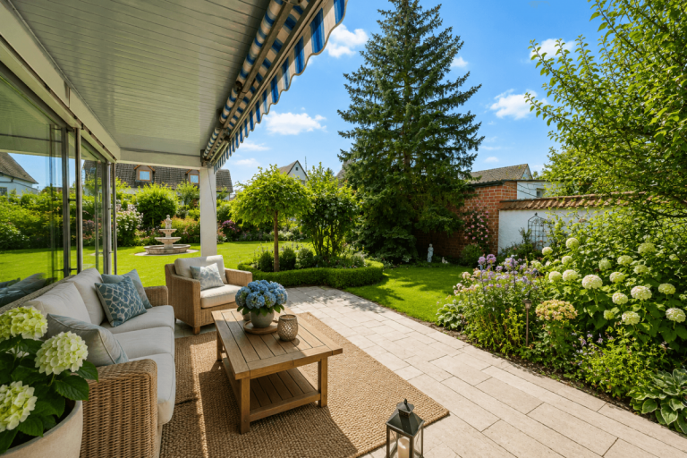 Terrasse (KI Visualisiert) Cadolzburg Reihenendhaus HEGERICH: Von Gartentraum & jede menge Platz - komfortabel ausgebautes Einfamilienhaus in Cadolzburg