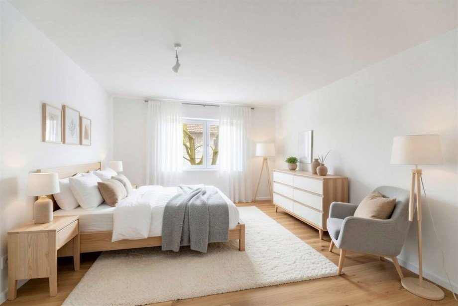 Schlafzimmer virtuell m�bliert Etagenwohnung Ingolstadt