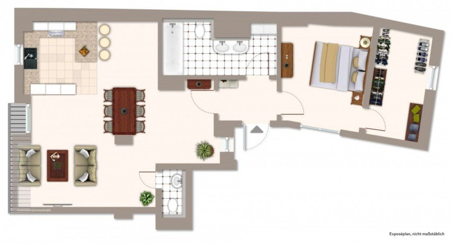 Wohnungsgrundriss Erdgeschosswohnung M�nchen