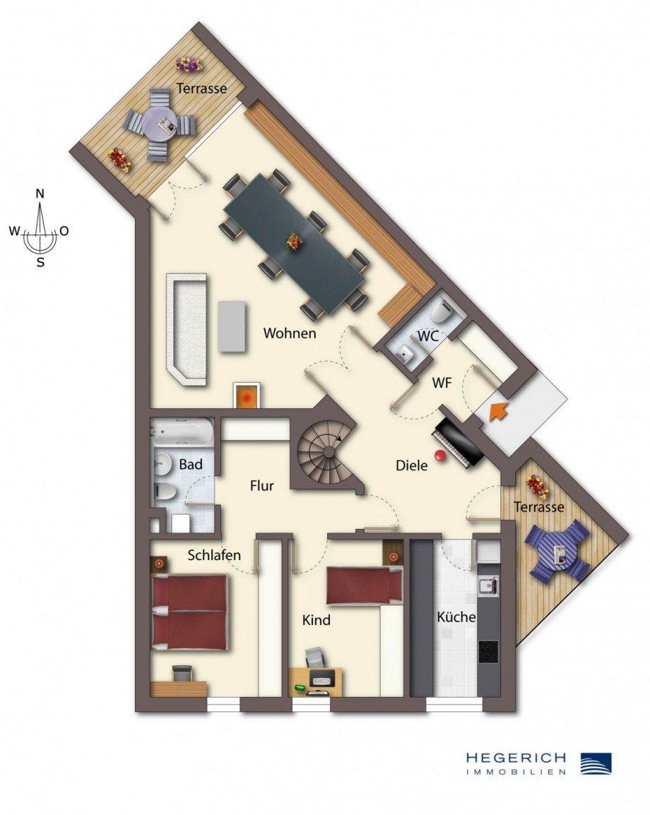 Grundriss Erdgeschoss Maisonettewohnung M�nchen