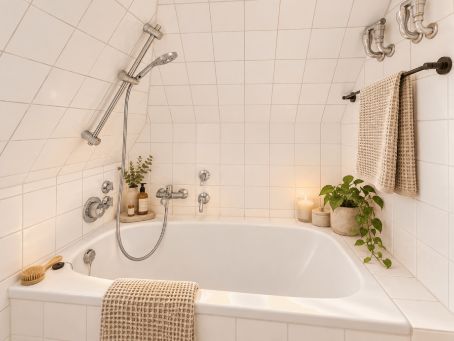 Badezimmer - KI visualisiert Dachgeschosswohnung M�nchen