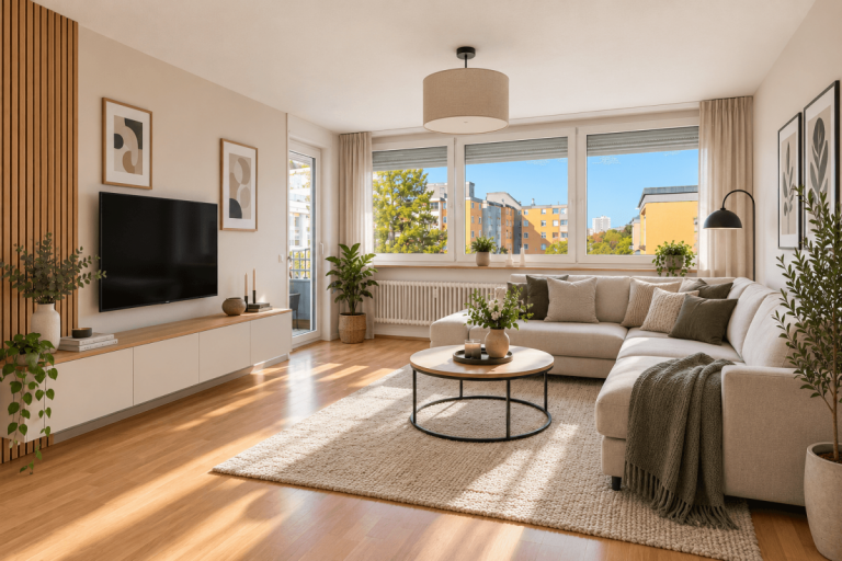 Wohnzimmer KI optimiert N�rnberg Etagenwohnung HEGERICH: Attraktive Wohnung mit durchdachter Raumaufteilung in N�rnberg
