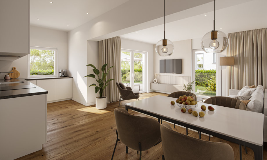 Visualisierung Wohnbereich Erdgeschosswohnung Ingolstadt