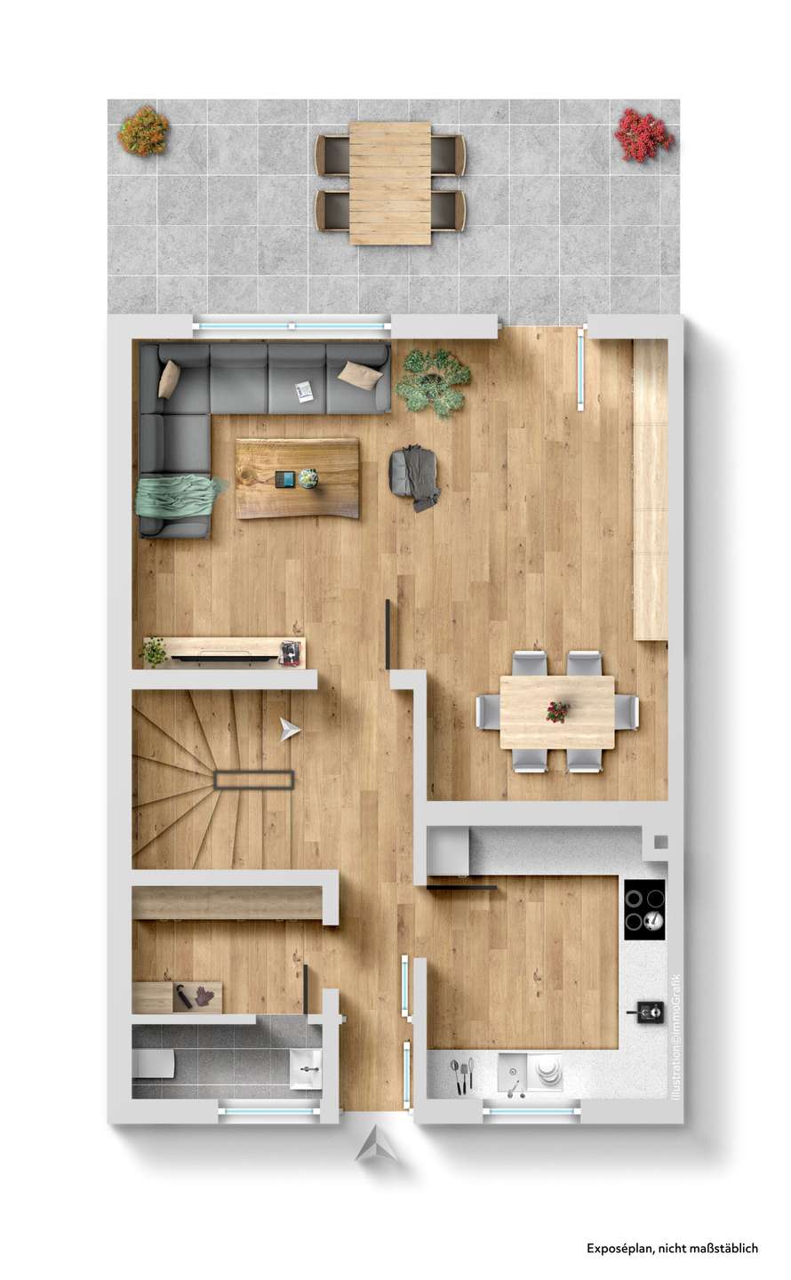 Grundriss EG Reihenmittelhaus Sachsen bei Ansbach