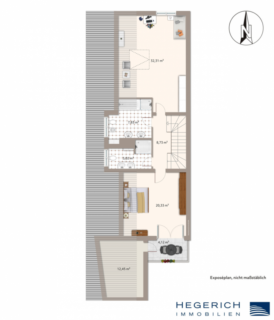 Grundriss Obergeschoss Doppelhaush�lfte Gr�nwald
