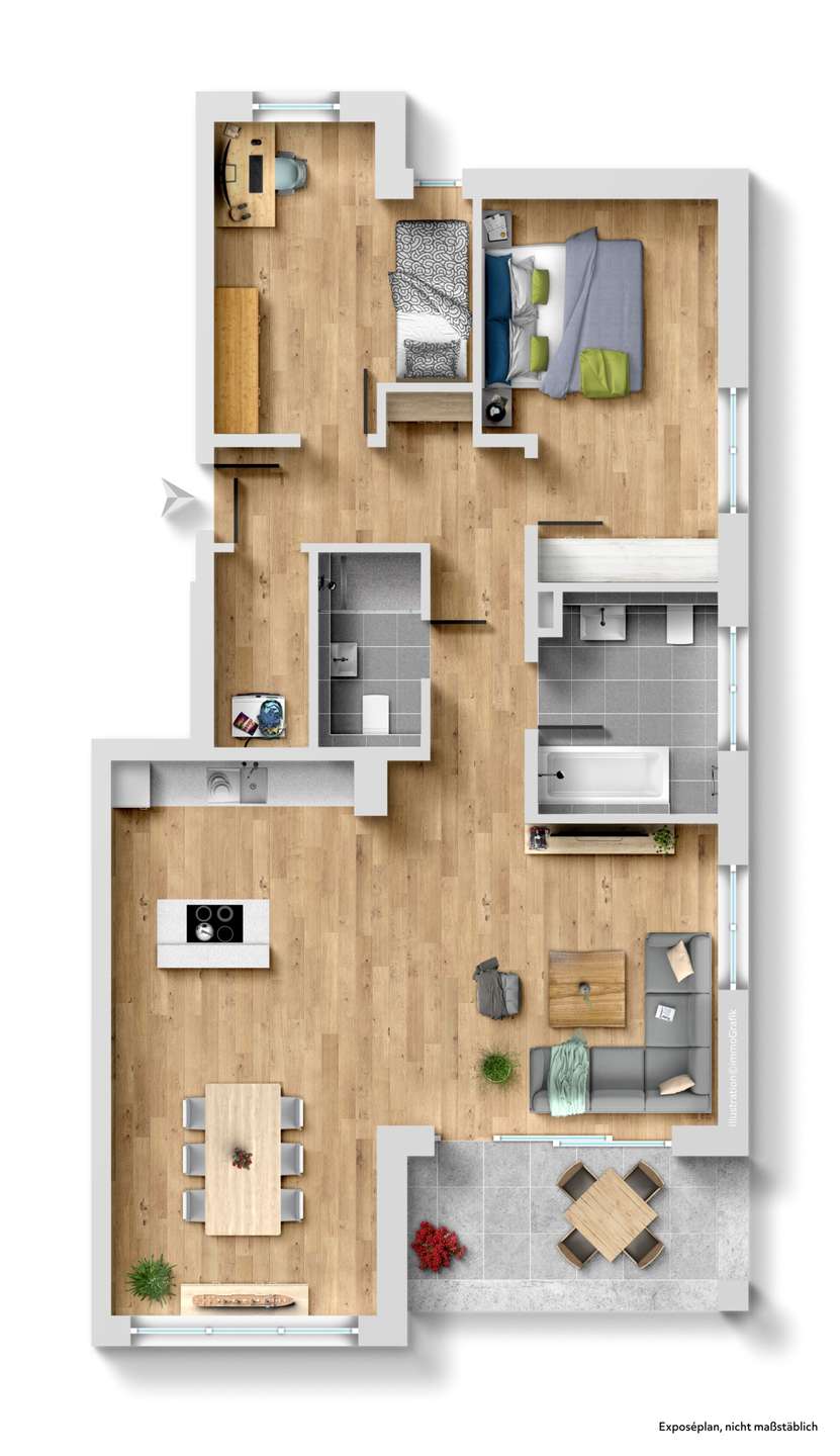 Grundriss Etagenwohnung Ro�tal