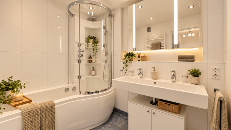 Badezimmer - KI visualisiert Etagenwohnung M�nchen