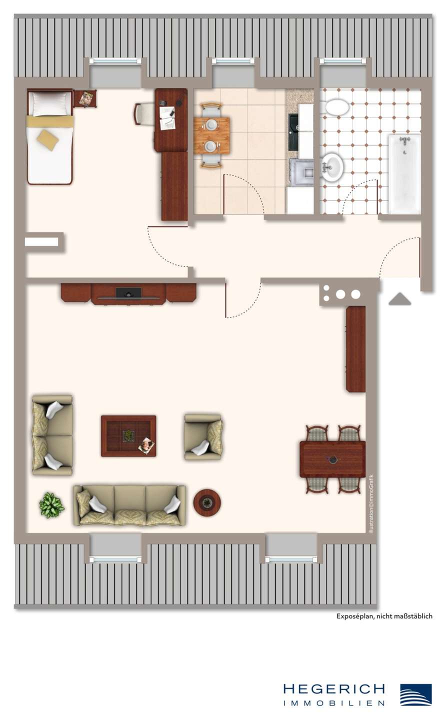 Expos�-Grundriss Dachgeschosswohnung M�nchen