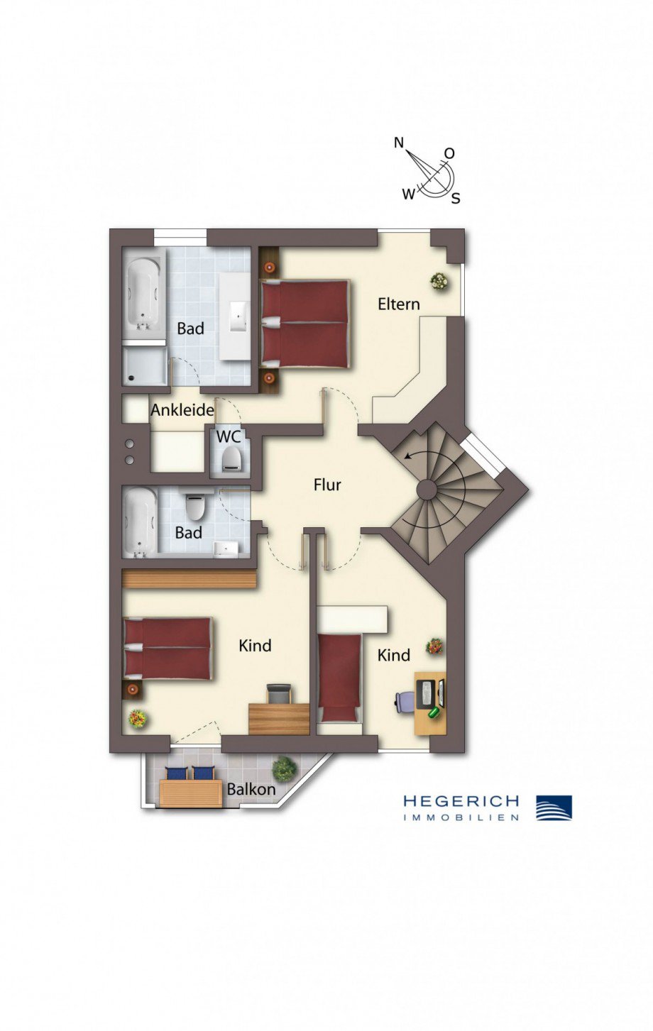 Grundriss Obergeschoss Doppelhaush�lfte Krailling