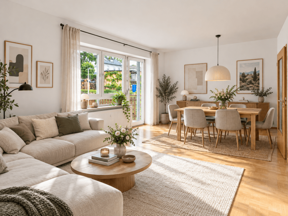 Wohn- und Esszimmer (KI optimi Etagenwohnung F�rth