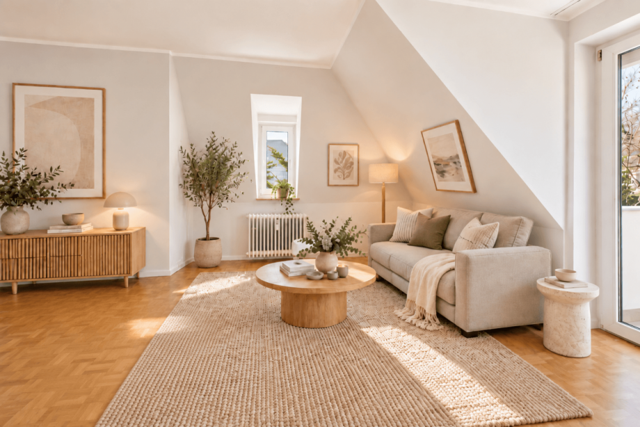 Essbereich - KI visualisiert Dachgeschosswohnung M�nchen