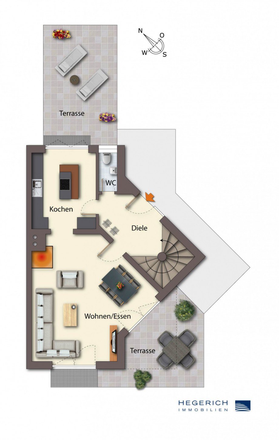 Grundriss Erdgeschoss Doppelhaush�lfte Krailling