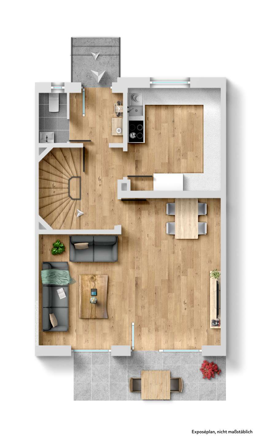 Grundriss EG Reihenmittelhaus F�rth