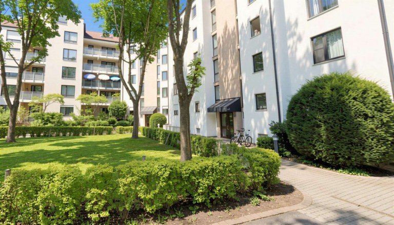 Au�enansicht M�nchen Etagenwohnung HEGERICH: Vermietete 3-Zimmer-Wohnung mit S�dbalkon im Zamdorf - Bogenhausen