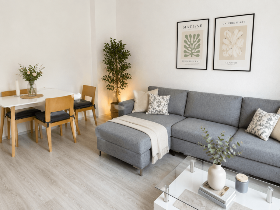 Wohnzimmer (KI generiert) Etagenwohnung N�rnberg
