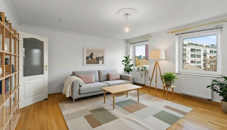 Wohnzimmer - (KI generiert) M�nchen Etagenwohnung RESERVIERT: Erbpacht - Moderne 3-Zimmer-Wohnung mit Wohlf�hlcharakter in Sendling!