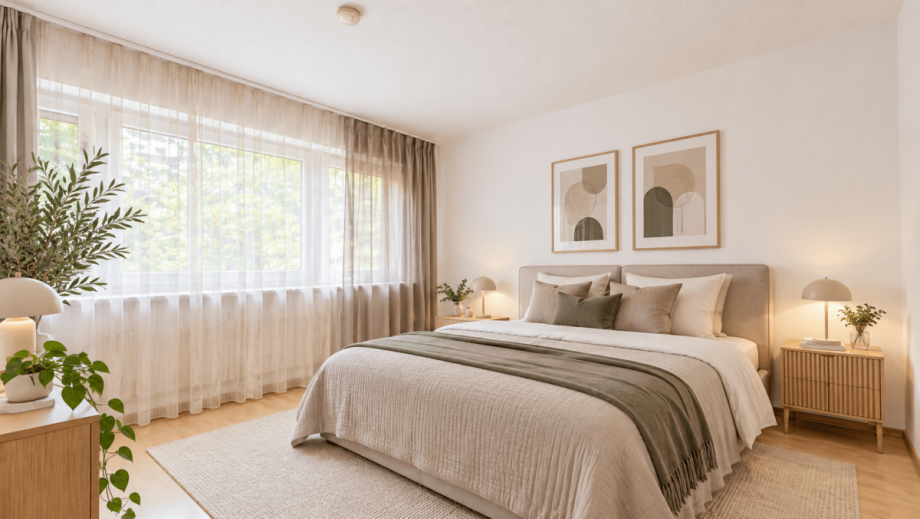 Schlafzimmer (KI gest�tzte Visualisierung) Erdgeschosswohnung Garching bei M�nchen