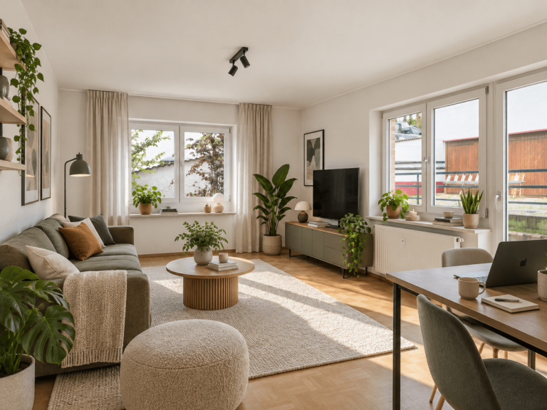 Wohnzimmer (KI optimiert) F�rth Erdgeschosswohnung HEGERICH: Wohnkomfort mit Potenzial - 2-Zimmer-Wohnung mit Westterrasse