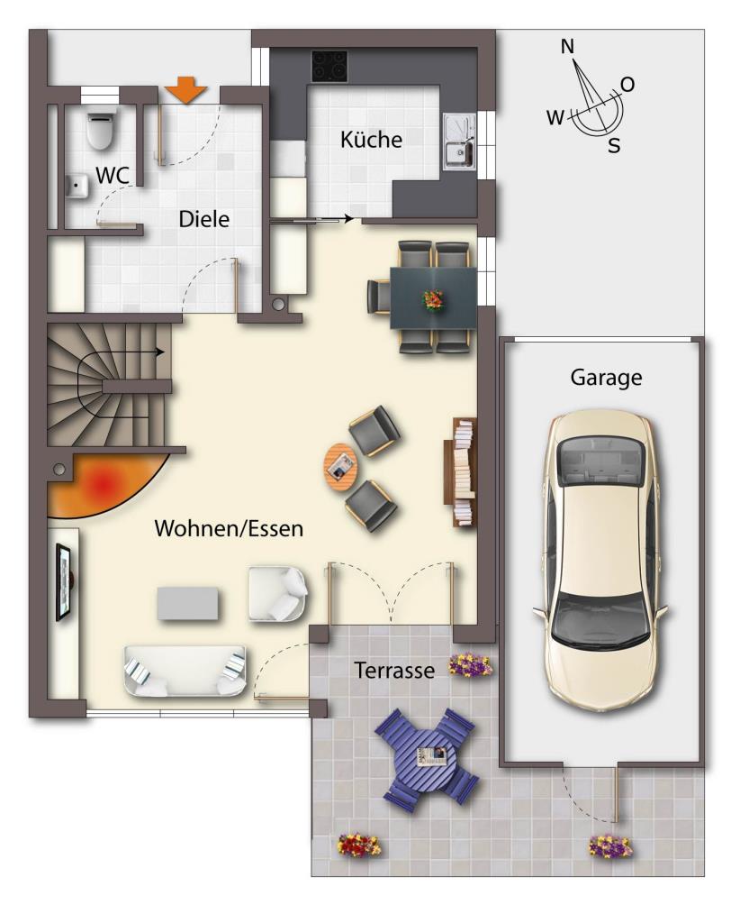 Grundriss EG Doppelhaush�lfte M�nchen