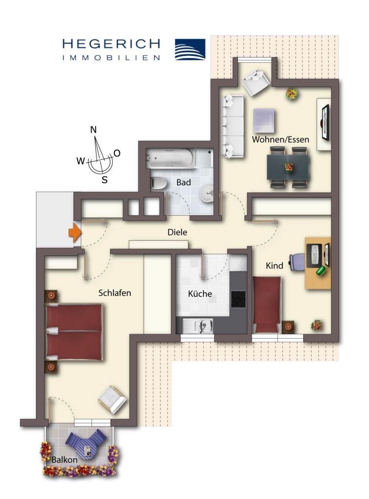 Grundriss Dachgeschosswohnung M�nchen
