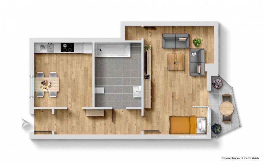 Grundriss m�bliert Etagenwohnung N�rnberg