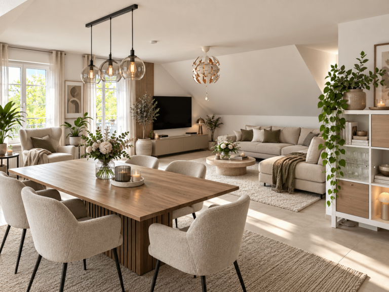 Wohnzimmer mit Essbereich F�rth Dachgeschosswohnung HEGERICH: Helle Dachgeschosswohnung mit gro�z�gigem Wohnbereich und Balkon
